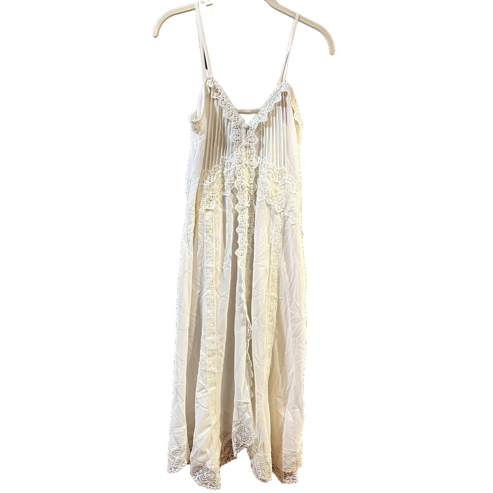 Thirty/Thirty L.A. Women's Small White Lace Trim Sheer Dress Adjustable Straps